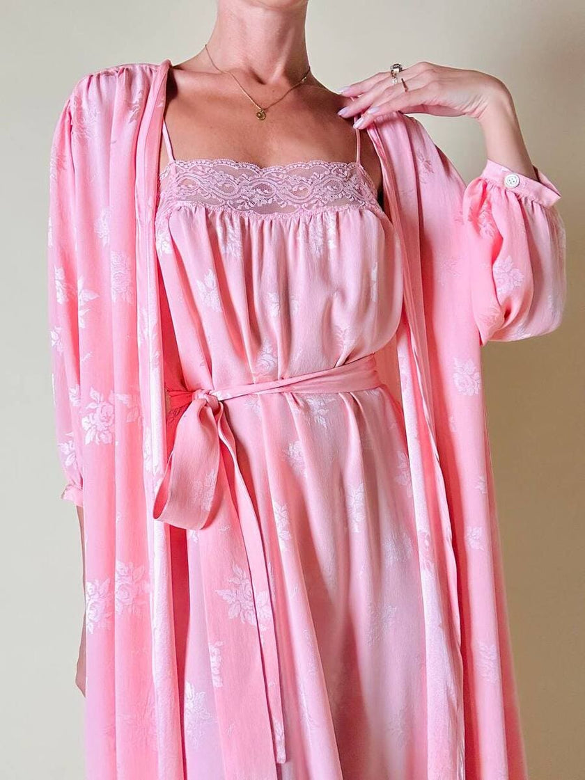 Ensemble in seta Jacquard rosa “Yves Saint Laurent”