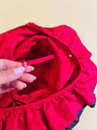 Ensemble in seta rosso e nero fantasia pois 