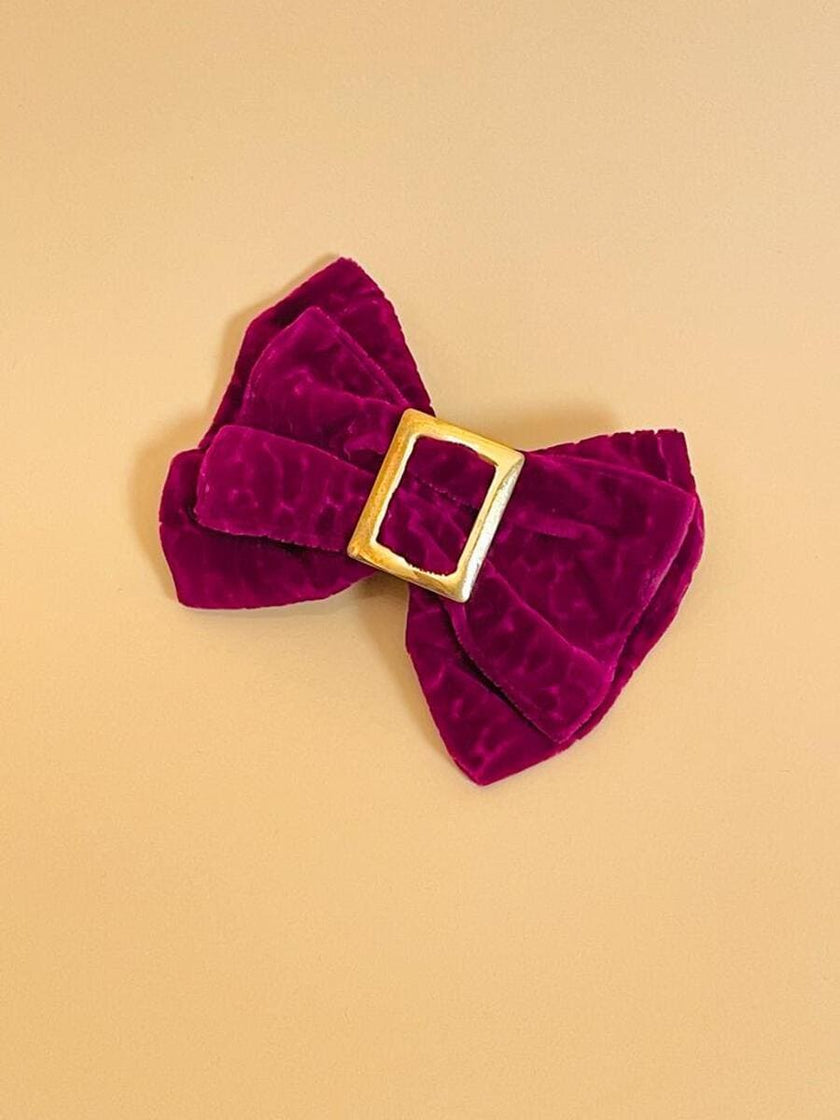Fiocco per capelli in velluto dévoré color mosto