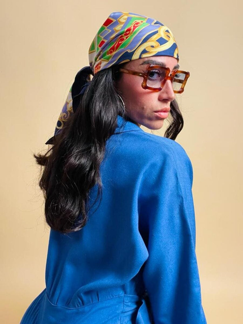 Foulard in seta fantasia araldico-barocca 