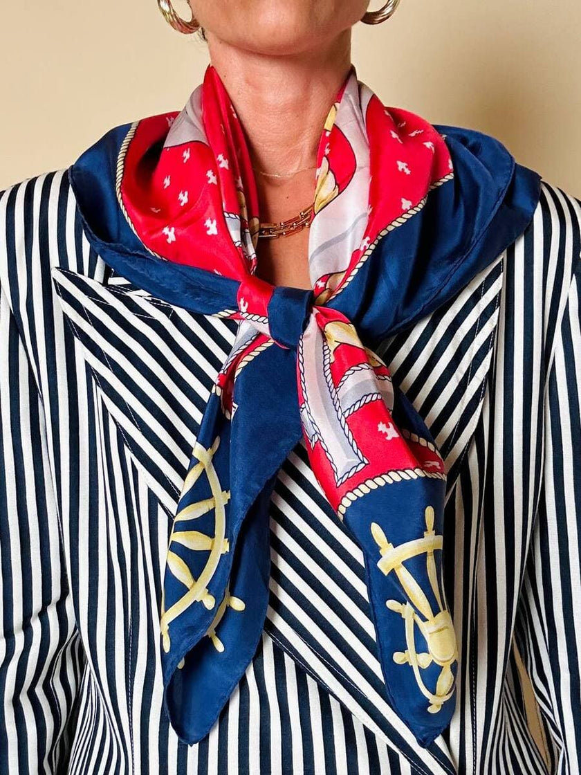 Foulard in seta fantasia marinière “Leslie Fay”