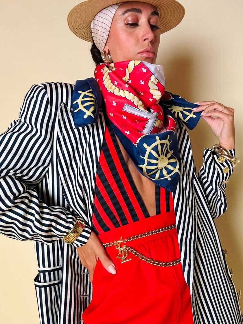 Foulard in seta fantasia marinière “Leslie Fay”