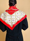 Foulard in seta Jaquard fantasia barocca con cagnolini 
