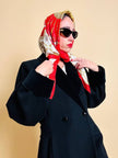 Foulard in seta Jaquard fantasia barocca con cagnolini 