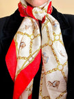 Foulard in seta Jaquard fantasia barocca con cagnolini 