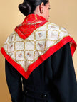 Foulard in seta Jaquard fantasia barocca con cagnolini 