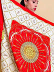 Foulard in seta Jaquard fantasia barocca con cagnolini 