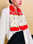 Foulard in seta Jaquard fantasia barocca con cagnolini 