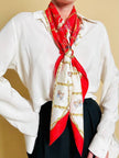 Foulard in seta Jaquard fantasia barocca con cagnolini 