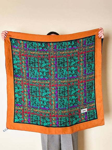 Foulard in seta Jacquard stampa tweed multicolor “Yves Saint Laurent”