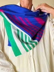 Foulard in seta multicolor con maxi logo “Yves Saint Laurent”