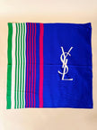 Foulard in seta multicolor con maxi logo “Yves Saint Laurent”