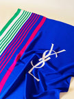 Foulard in seta multicolor con maxi logo “Yves Saint Laurent”