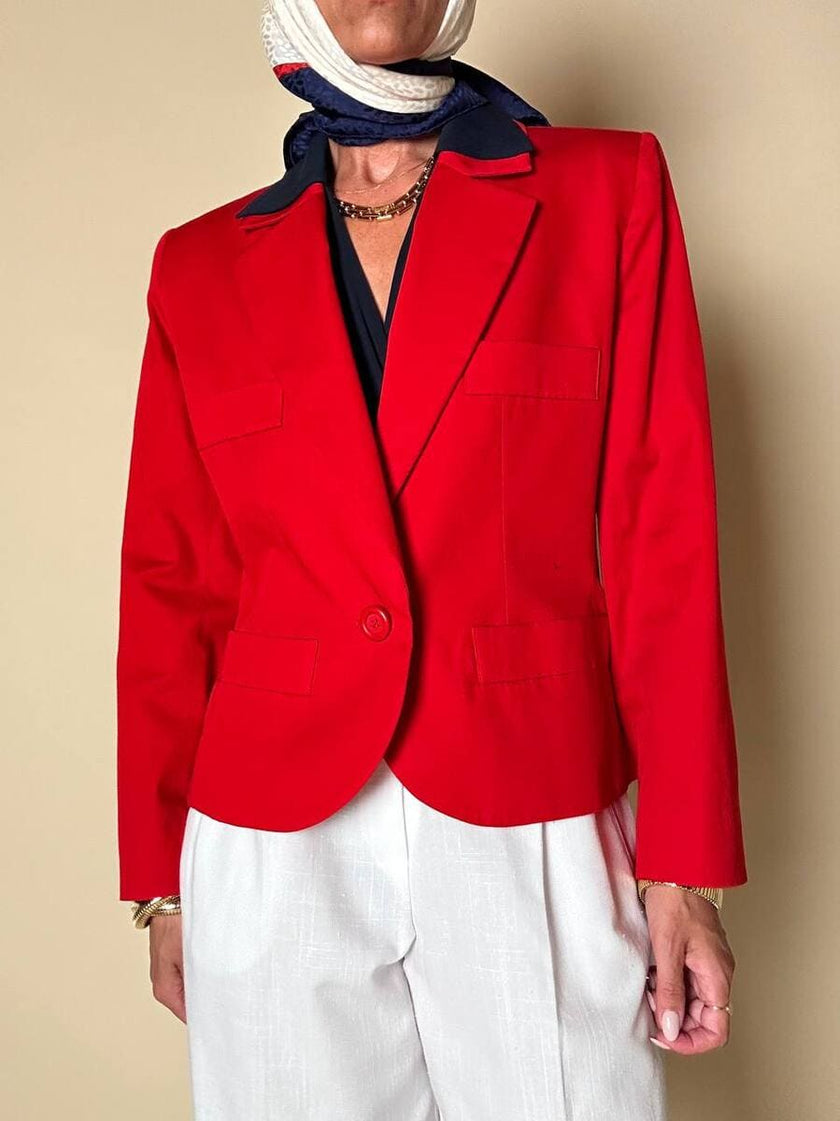 Blazer corto in cotone rosso “Yves Saint Laurent”
