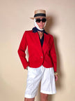 Blazer corto in cotone rosso “Yves Saint Laurent”