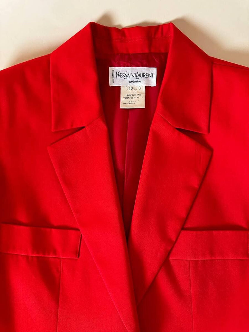 Blazer corto in cotone rosso “Yves Saint Laurent”