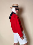 Blazer corto in cotone rosso “Yves Saint Laurent”
