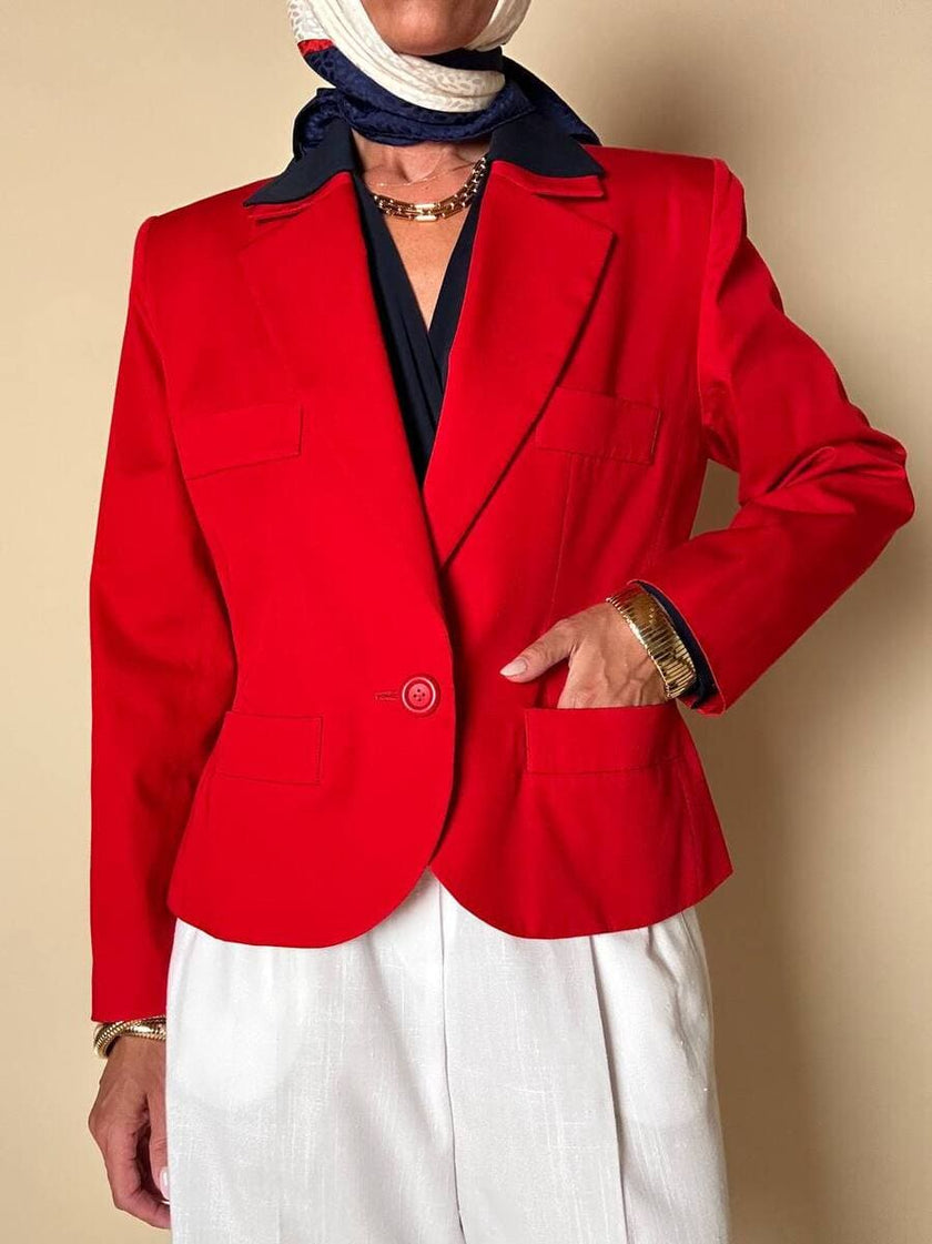 Blazer corto in cotone rosso “Yves Saint Laurent”