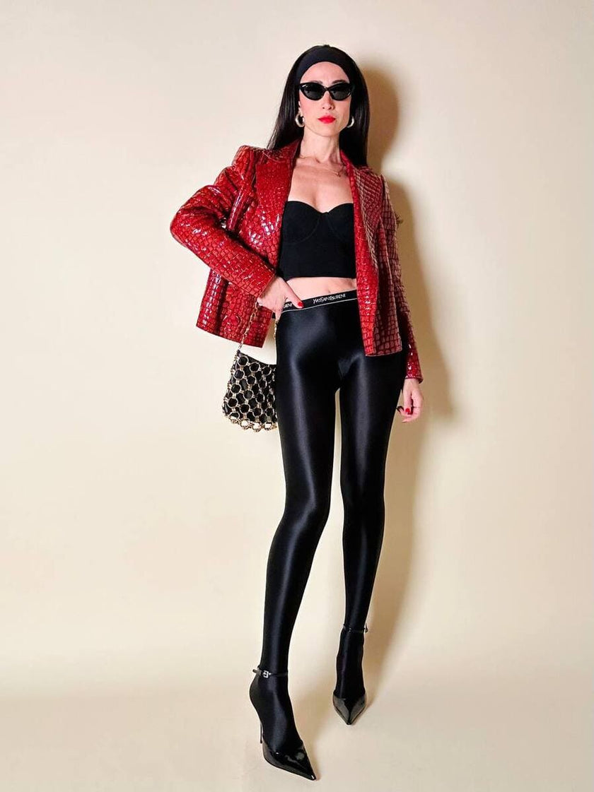 Giacca in vernice rossa stampa coccodrillo “Emporio Armani”