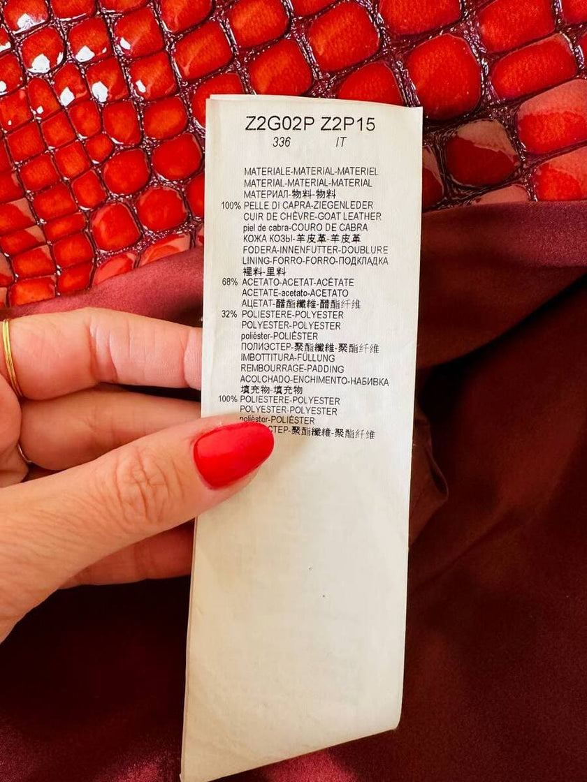 Giacca in vernice rossa stampa coccodrillo “Emporio Armani”