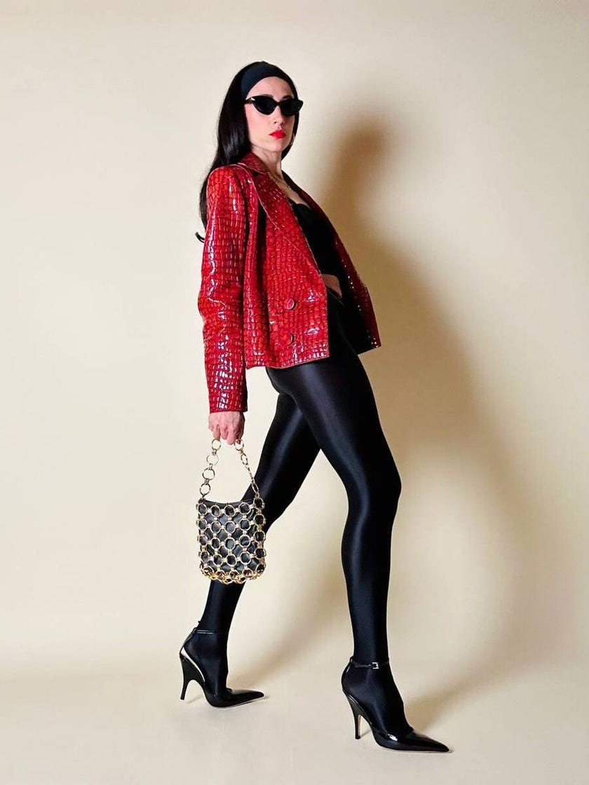 Giacca in vernice rossa stampa coccodrillo “Emporio Armani”