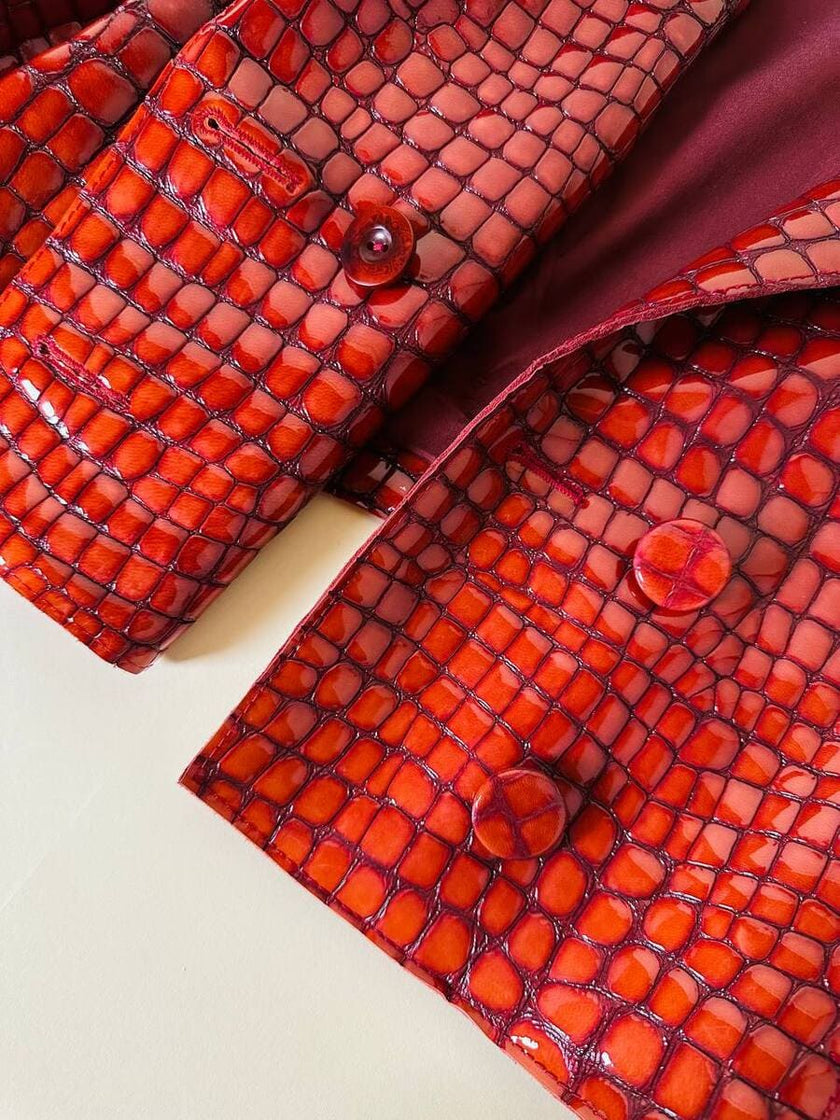 Giacca in vernice rossa stampa coccodrillo “Emporio Armani”