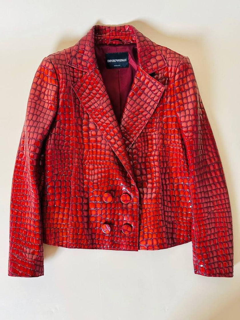 Giacca in vernice rossa stampa coccodrillo “Emporio Armani”