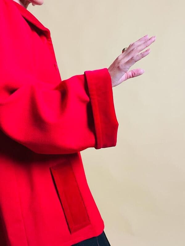 Giacca rossa in lana e velluto Yves Saint Laurent