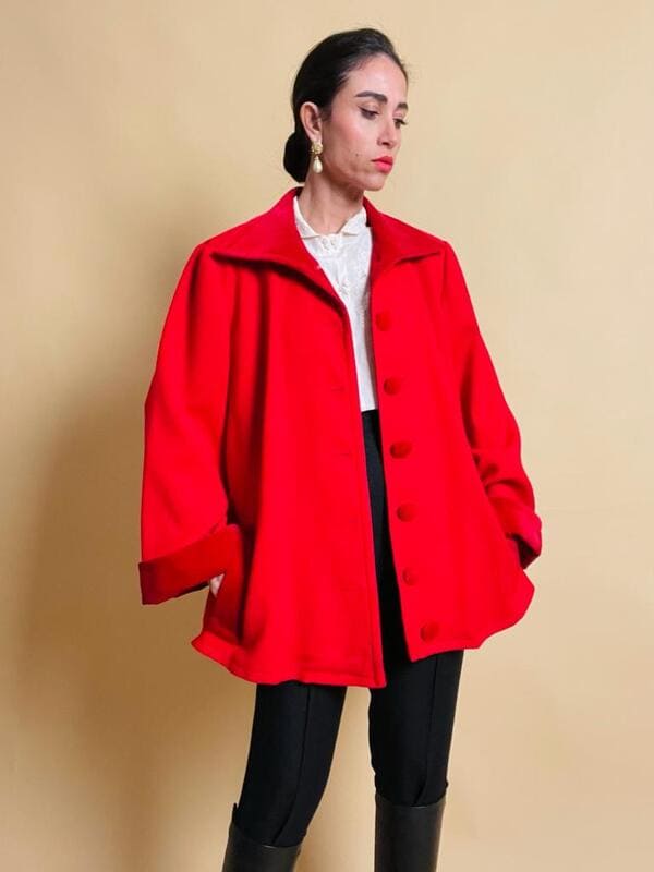 Giacca rossa in lana e velluto Yves Saint Laurent