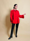 Giacca rossa in lana e velluto Yves Saint Laurent