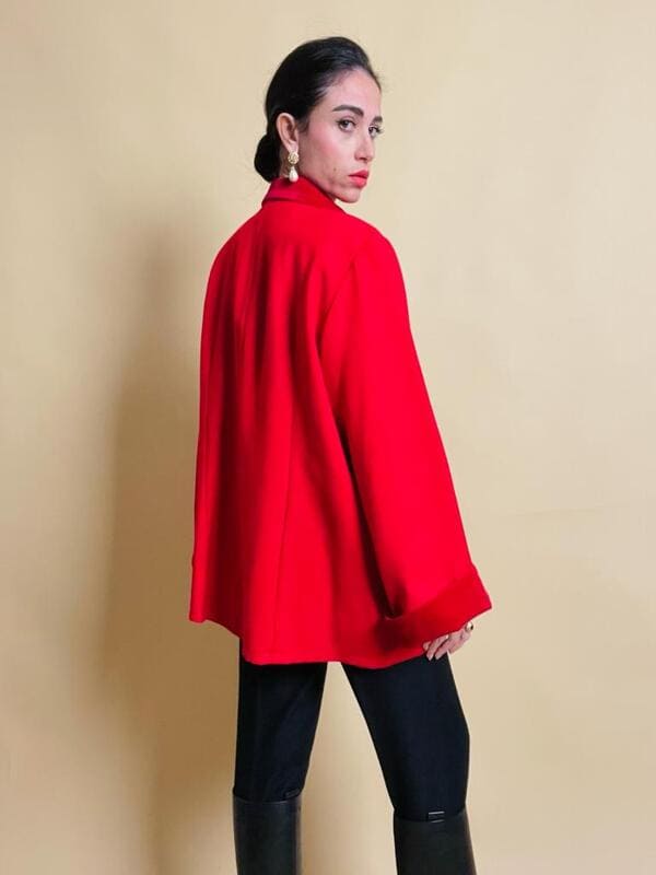 Giacca rossa in lana e velluto Yves Saint Laurent