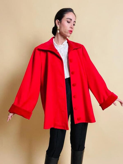 Giacca rossa in lana e velluto Yves Saint Laurent