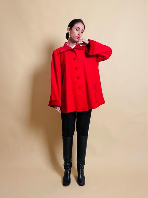 Giacca rossa in lana e velluto Yves Saint Laurent