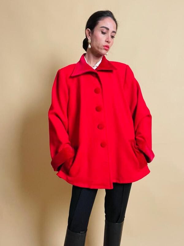 Giacca rossa in lana e velluto Yves Saint Laurent