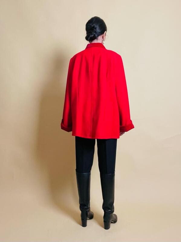Giacca rossa in lana e velluto Yves Saint Laurent