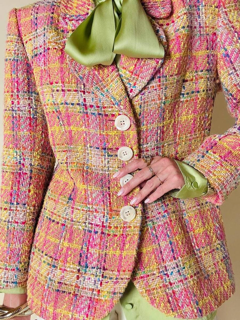 Blazer in tweed multicolor rosa “Yves Saint Laurent”