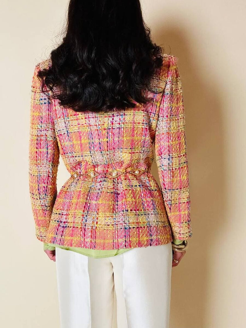 Blazer in tweed multicolor rosa “Yves Saint Laurent”