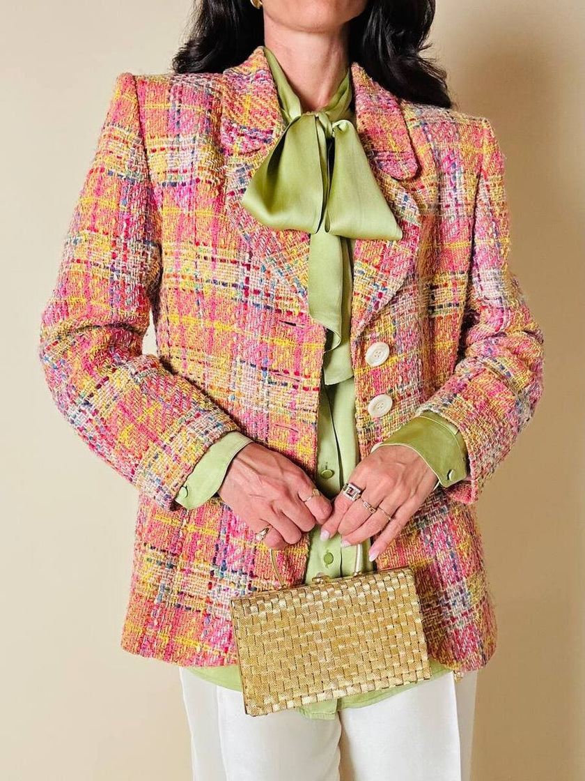 Blazer in tweed multicolor rosa “Yves Saint Laurent”