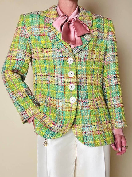 Blazer in tweed multicolor verde “Yves Saint Laurent”