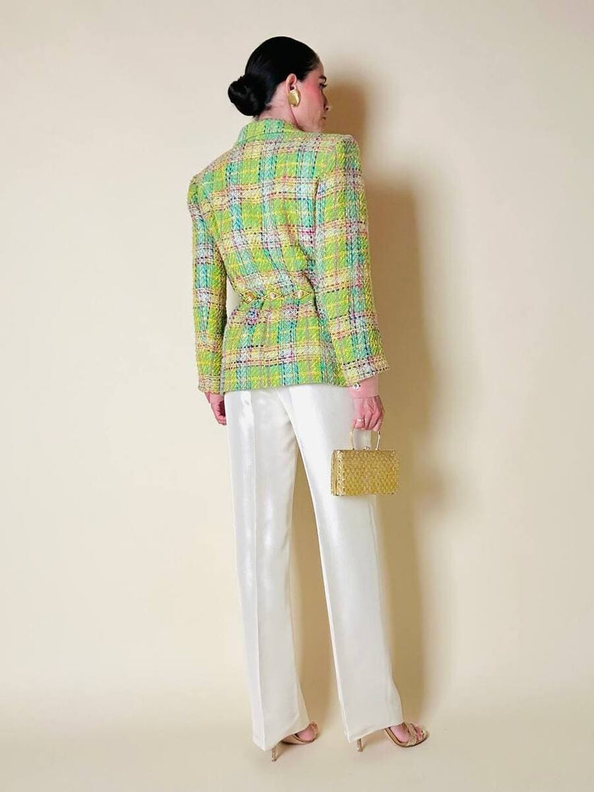 Blazer in tweed multicolor verde “Yves Saint Laurent”