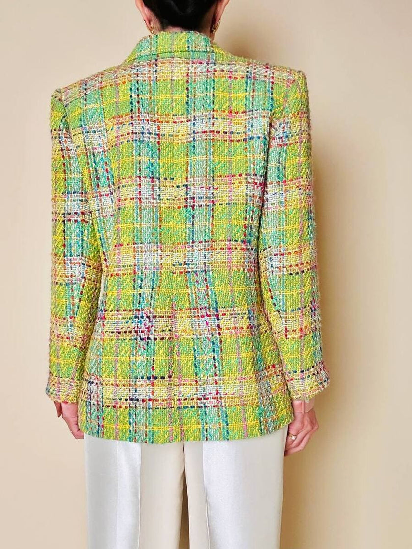 Blazer in tweed multicolor verde “Yves Saint Laurent”