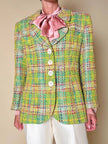 Blazer in tweed multicolor verde “Yves Saint Laurent”