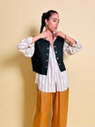 Gilet in cotone nero liquirizia 