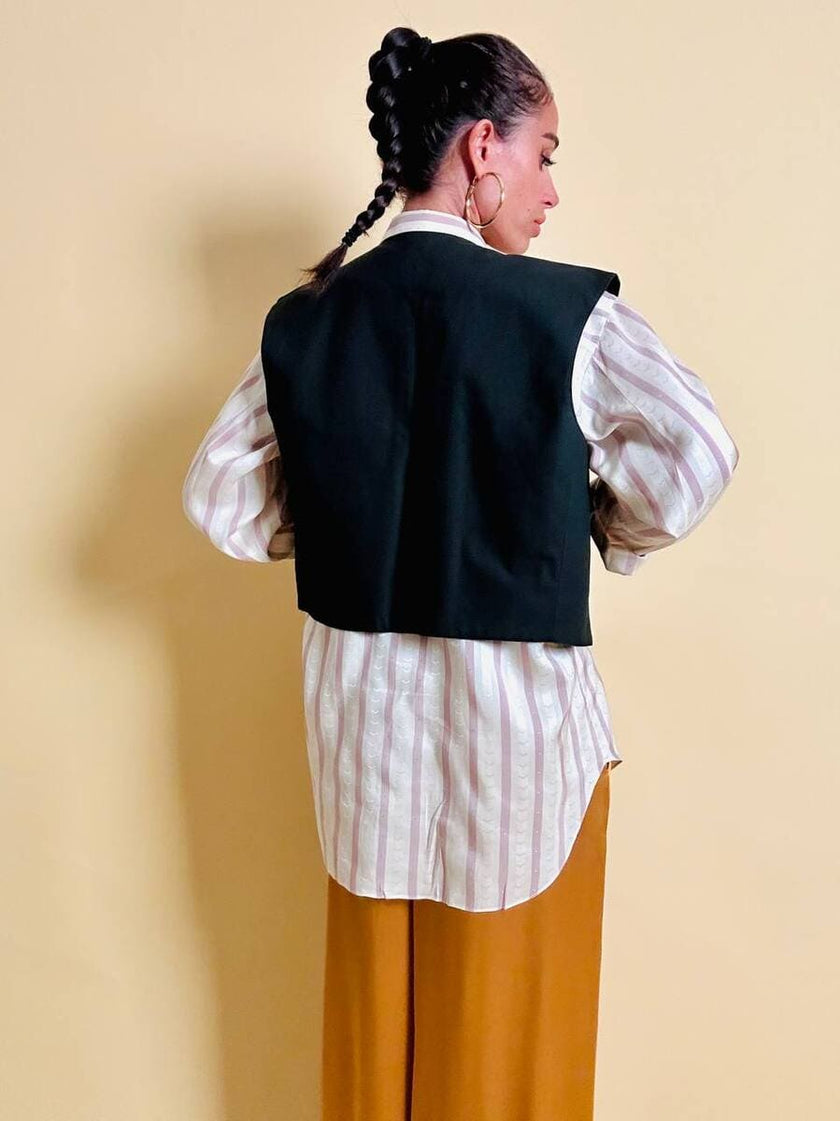 Gilet in cotone nero liquirizia 