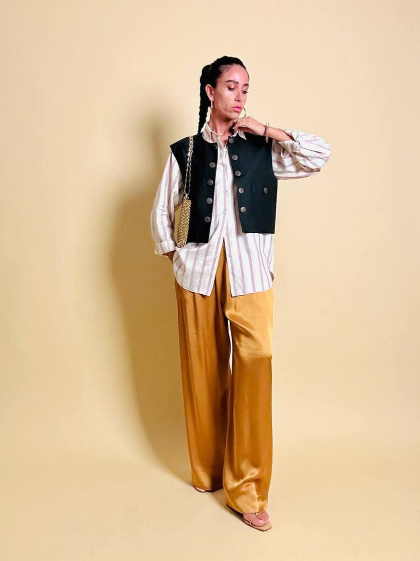 Gilet in cotone nero liquirizia 