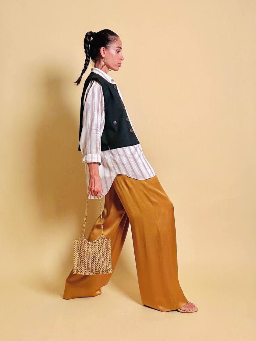 Gilet in cotone nero liquirizia 