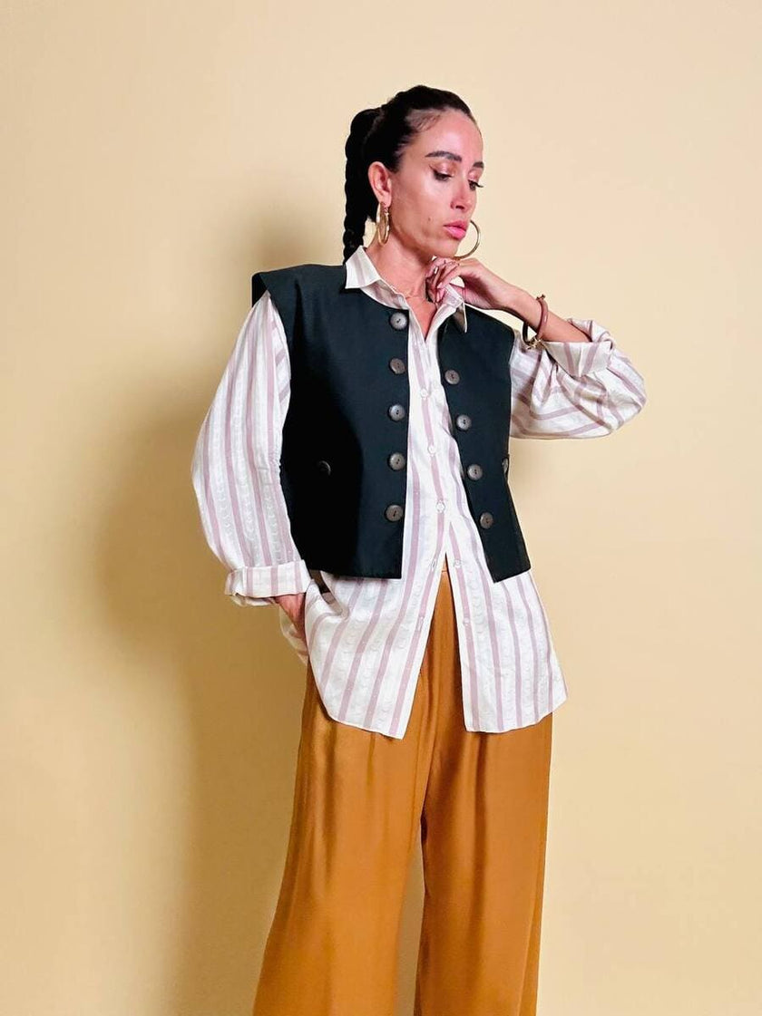 Gilet in cotone nero liquirizia 
