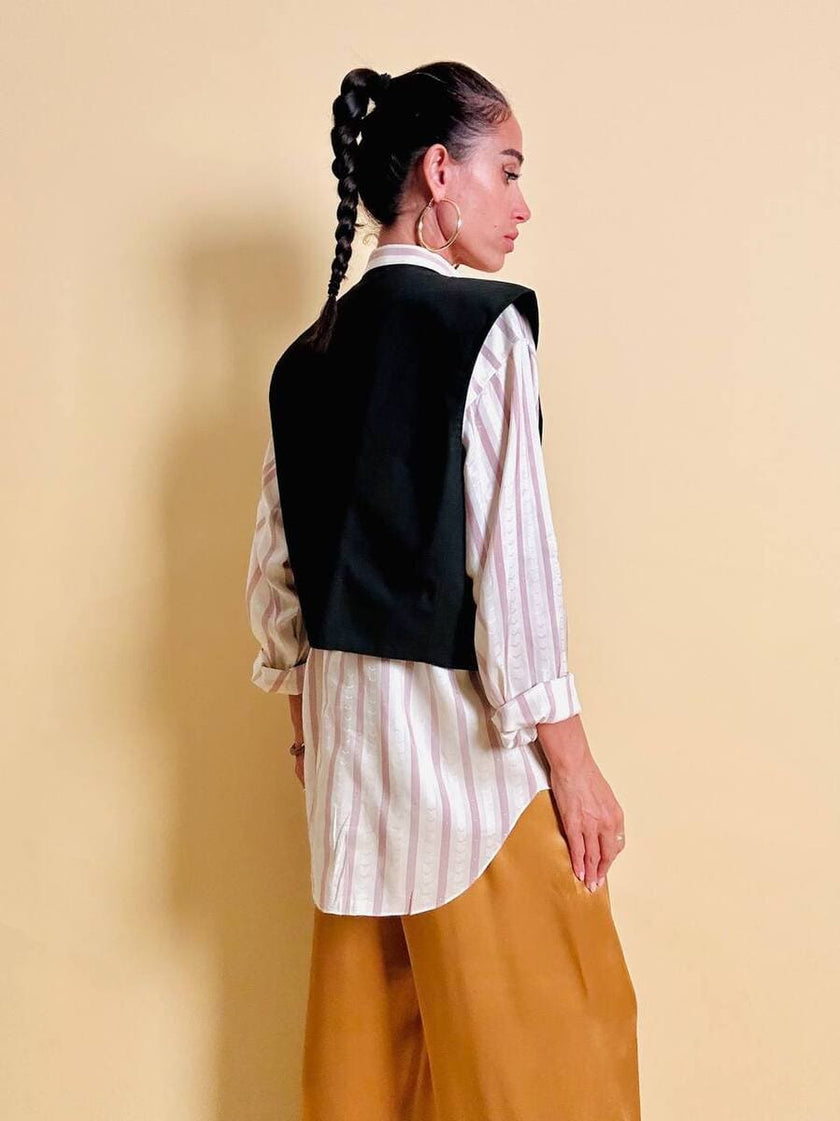 Gilet in cotone nero liquirizia 