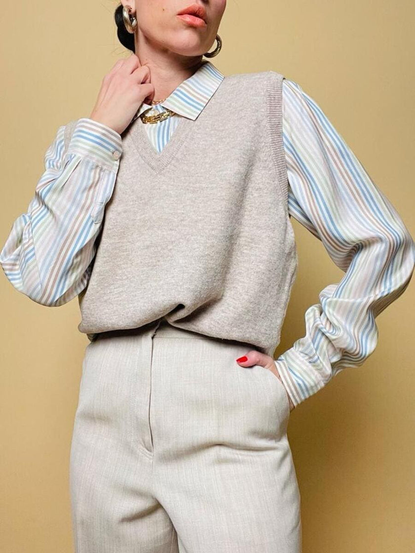 Gilet in lana mélange beige 