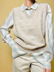 Gilet in lana mélange beige 